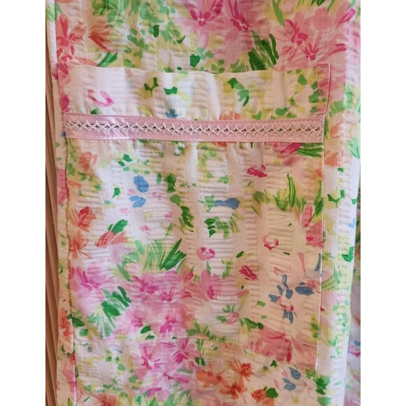 Celestial Dreams Housecoat Size XL Floral Short Sleeve Full Zip Grannycore Robe - Picture 4 of 6